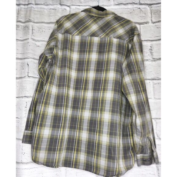 Columbia Long Sleeve Button Up Outdoor Plaid Gray Shirt Mesh Neck Men's size XL - Picture 2 of 7